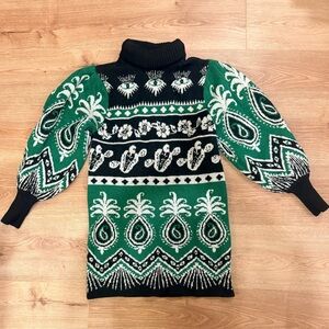 FARM Rio Green and Black Cowl Neck Sweater